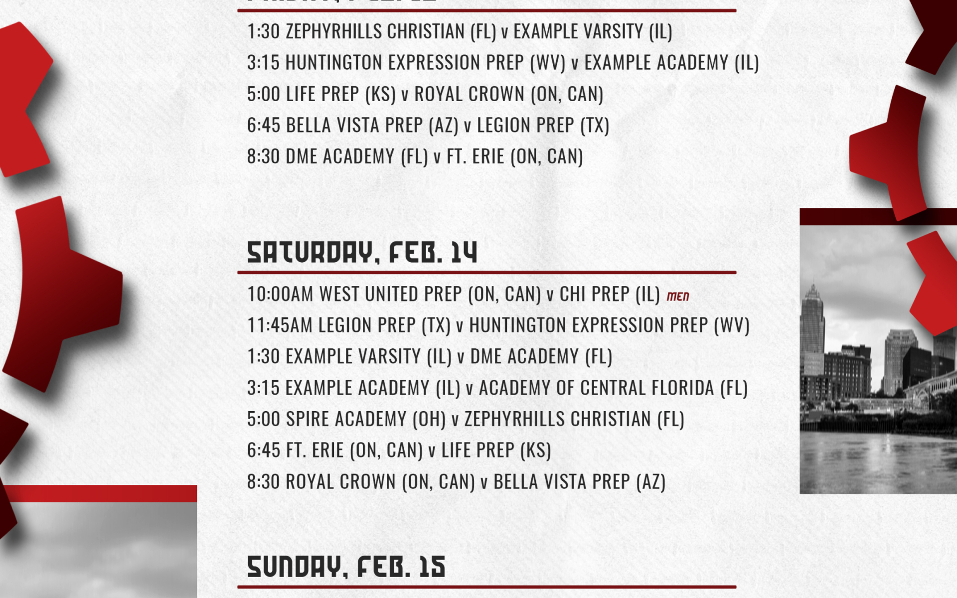 Women's schedule at Spire Academy in Ohio