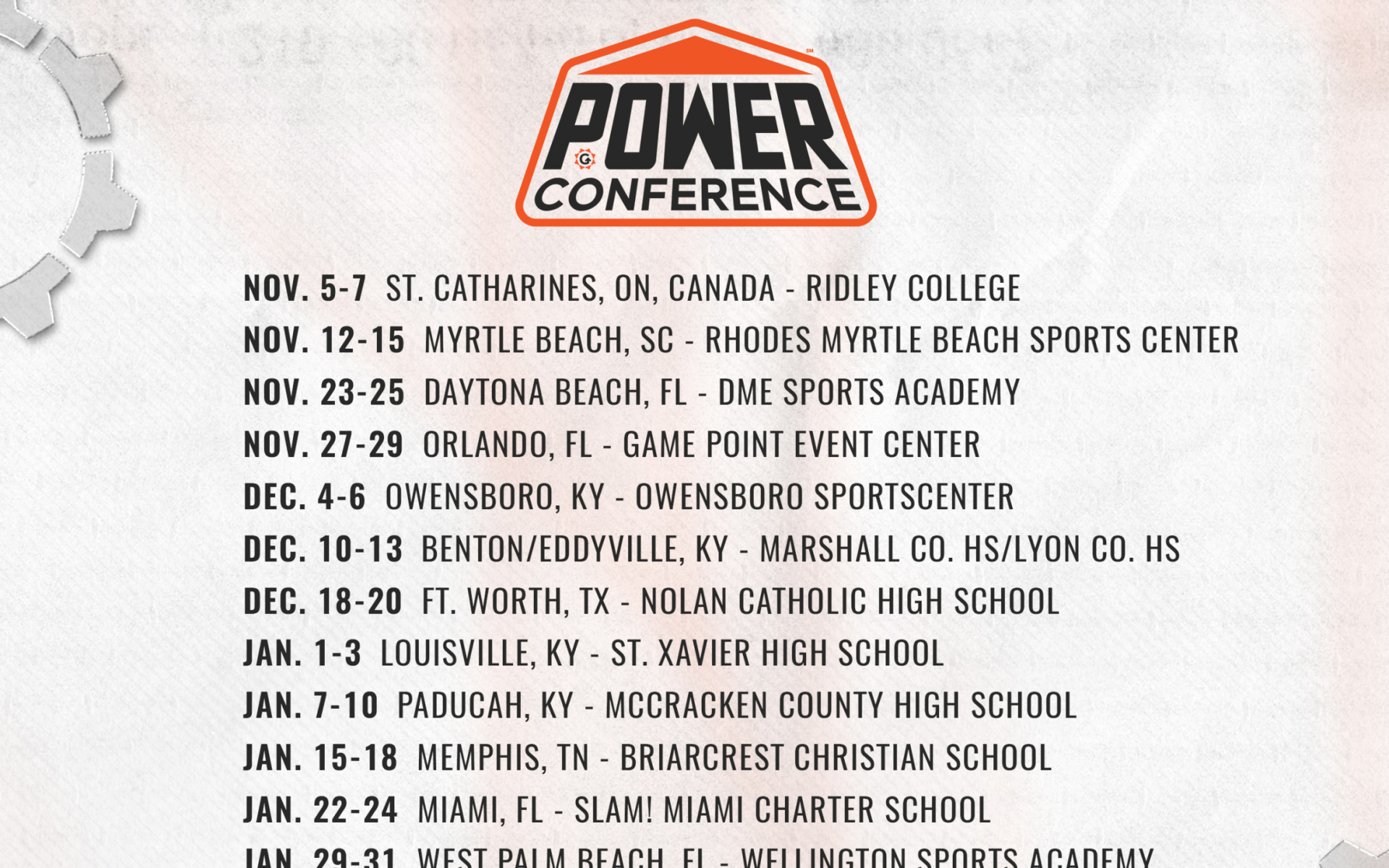 2026-2027 Power Conference Schedule