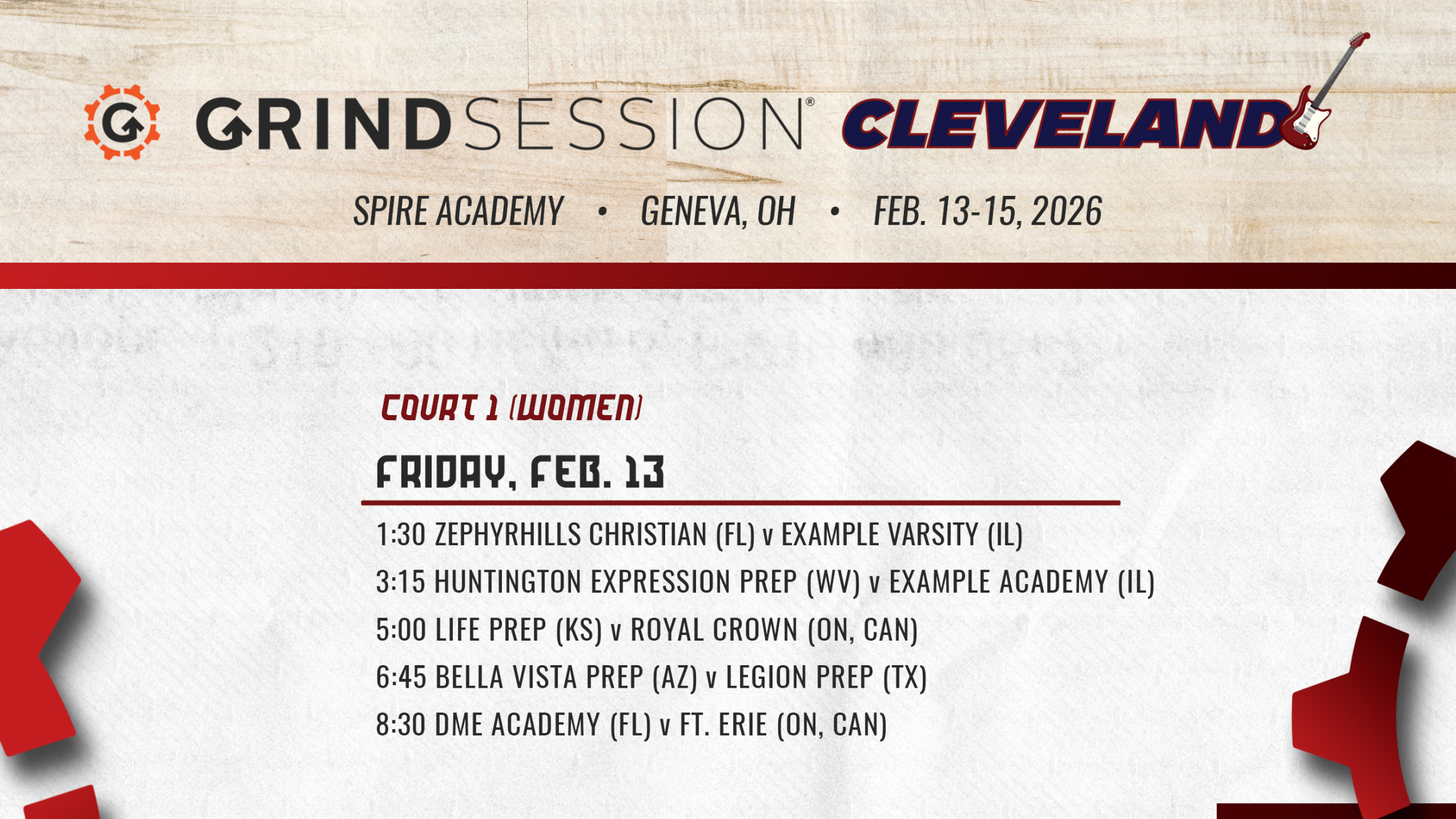 Women's schedule at Spire Academy in Ohio