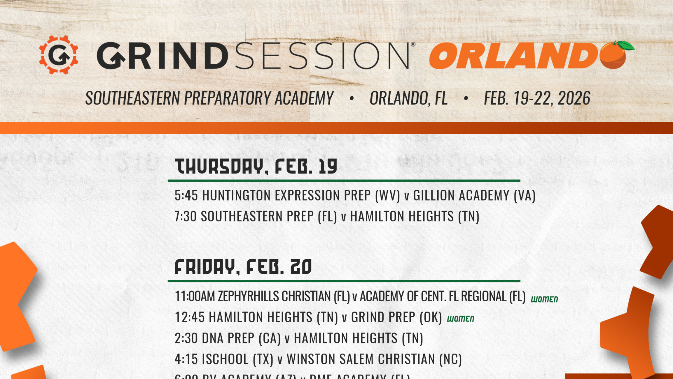 Orlando Schedule