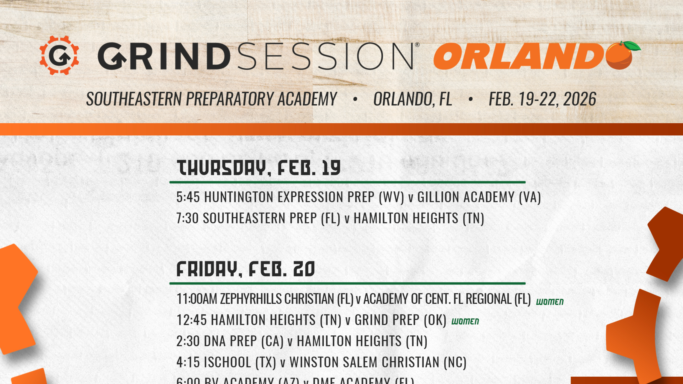 Orlando Schedule