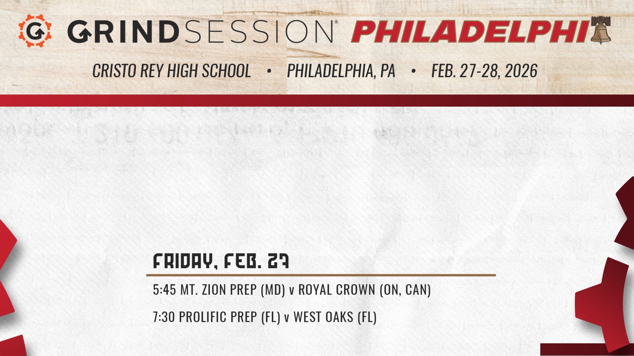 Schedule for Philadelphia