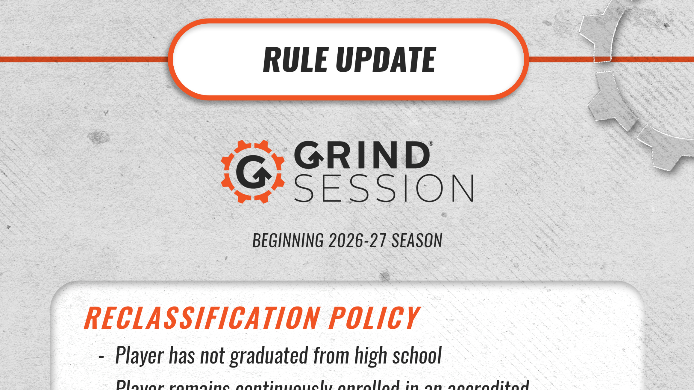 Rule Update for Upcoming Season
