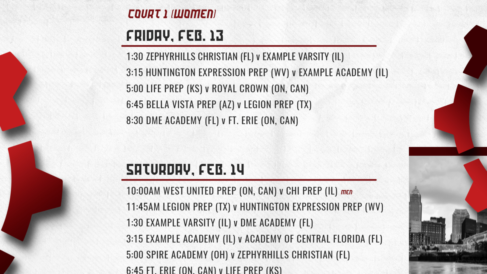 Women's schedule at Spire Academy in Ohio
