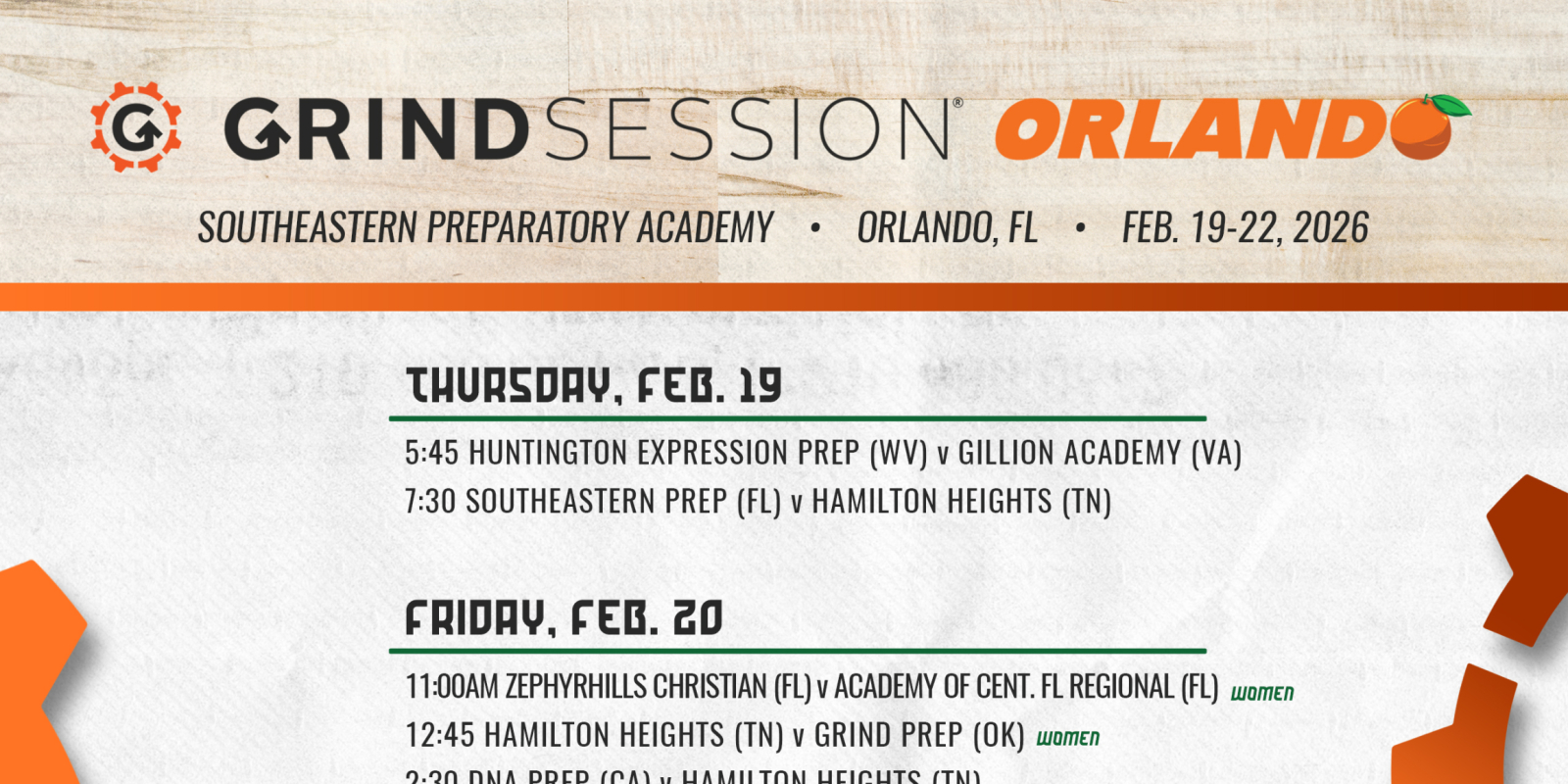 Orlando Schedule