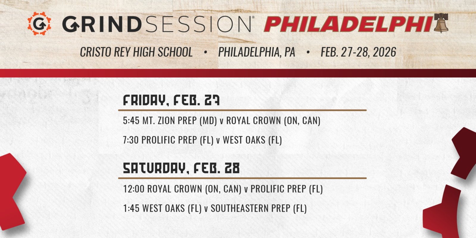 2026 Schedule for Philadelphia