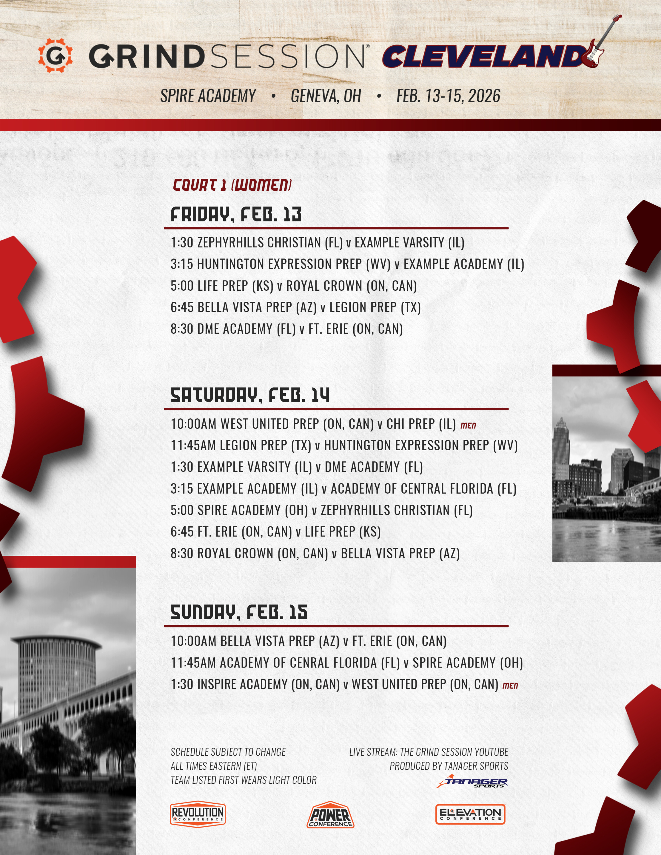 Women's schedule at Spire Academy in Ohio