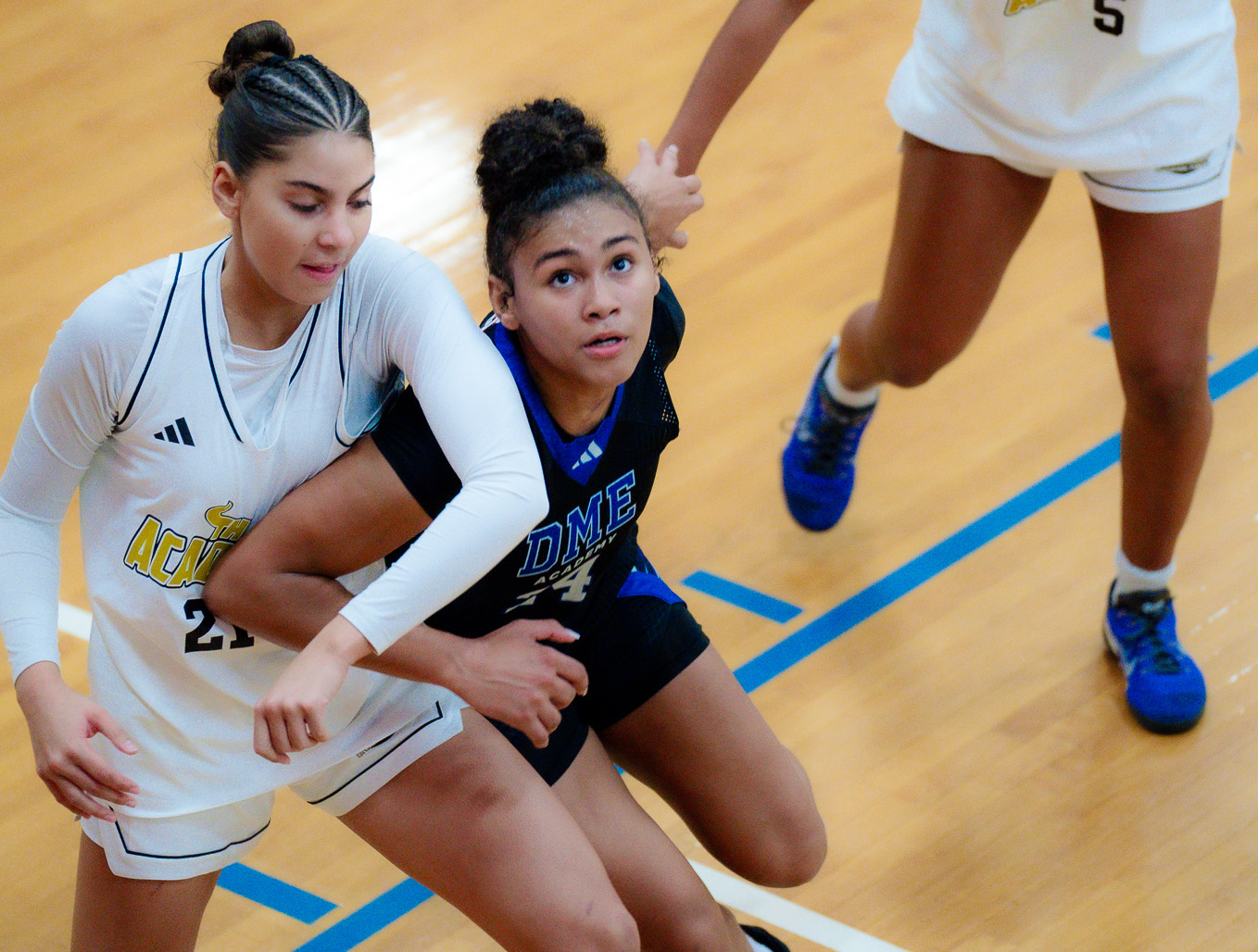 GiGi Battle fights for a rebound against Academy of Central Florida