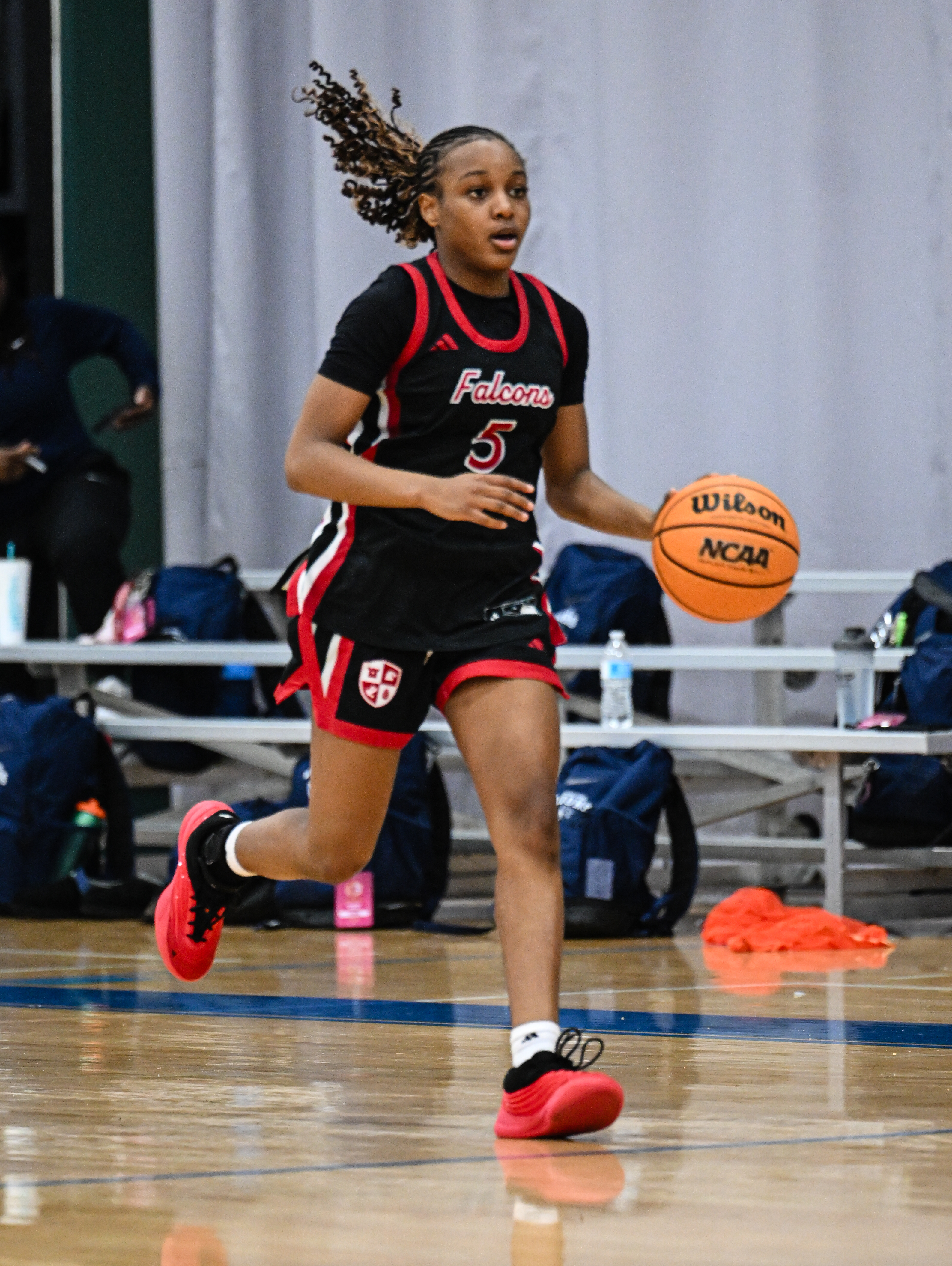 Danyelle London brings the ball up court for Ft. Erie International