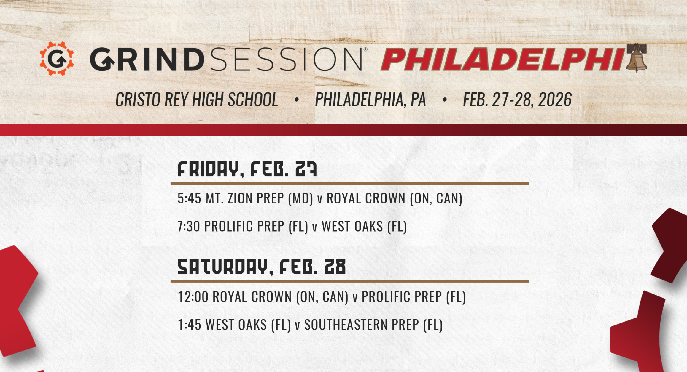 2026 Schedule for Philadelphia