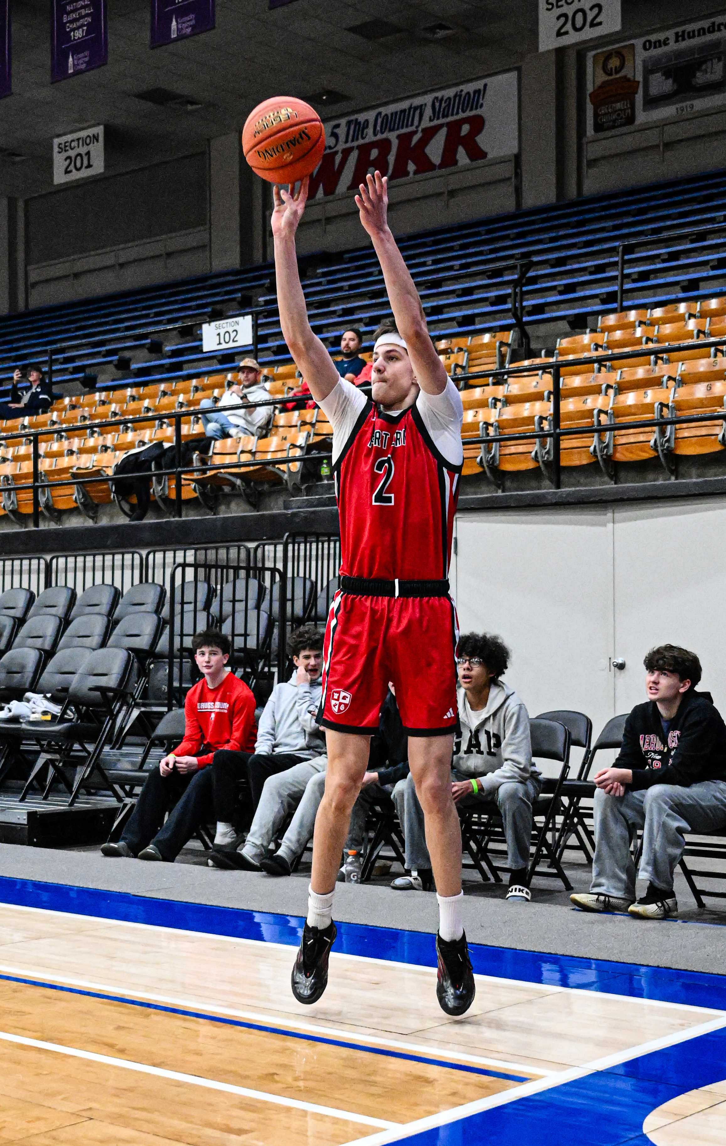 Eli Jolin hits the three point shot for Ft Erie