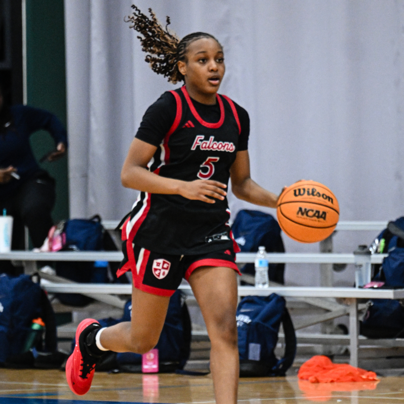 Danyelle London brings the ball up court for Ft. Erie International