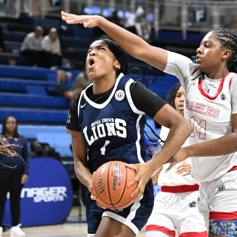 Eunicia Salgado drives hard to the hoop