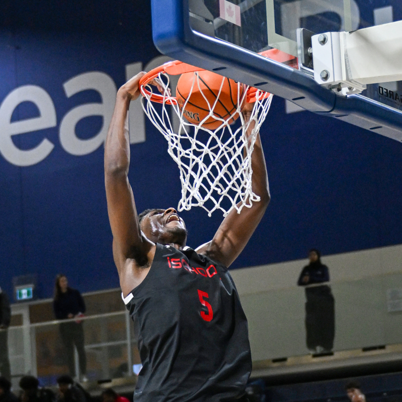 Mario Wooden Jr. with the fast break dunk for ischool